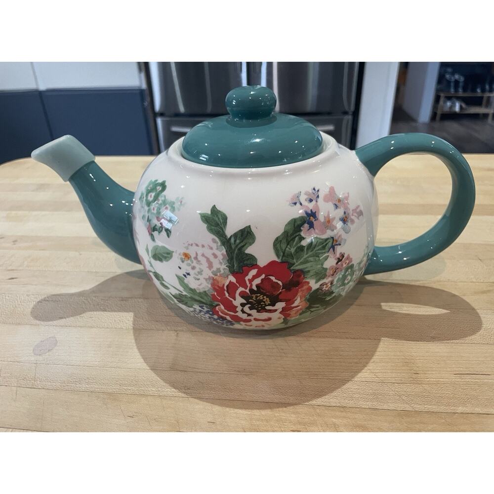 Pioneer Woman Flea Market Country Garden Stoneware Teapot Floral With Lid